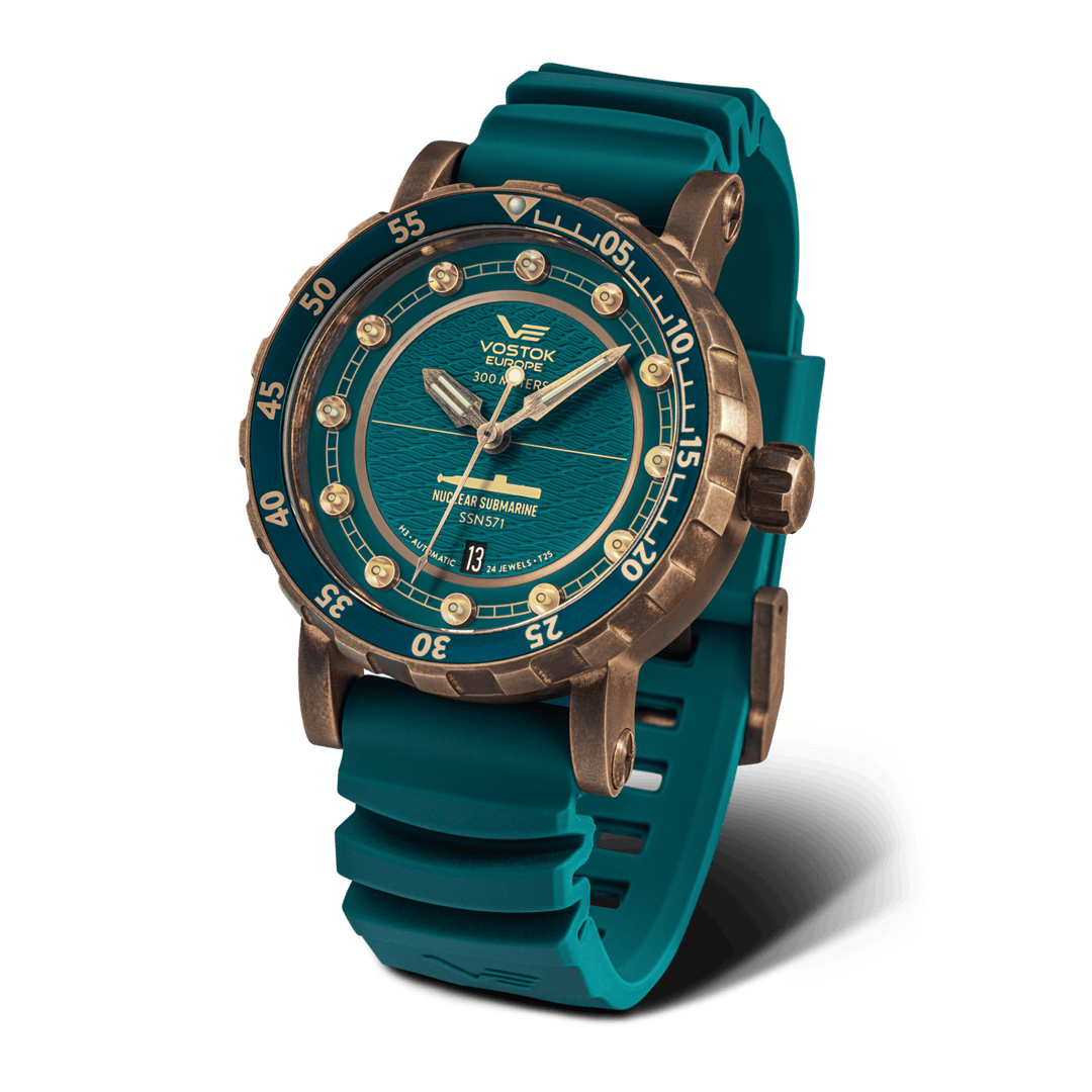 VOSTOK-EUROPE SSN-571 AUTOMATIC NH35A/571O609 Teal / Green Leather | Teal Dial