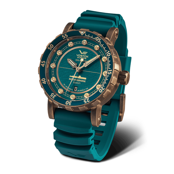 VOSTOK-EUROPE SSN-571 AUTOMATIC NH35A/571O609 Teal / Green Leather | Teal Dial