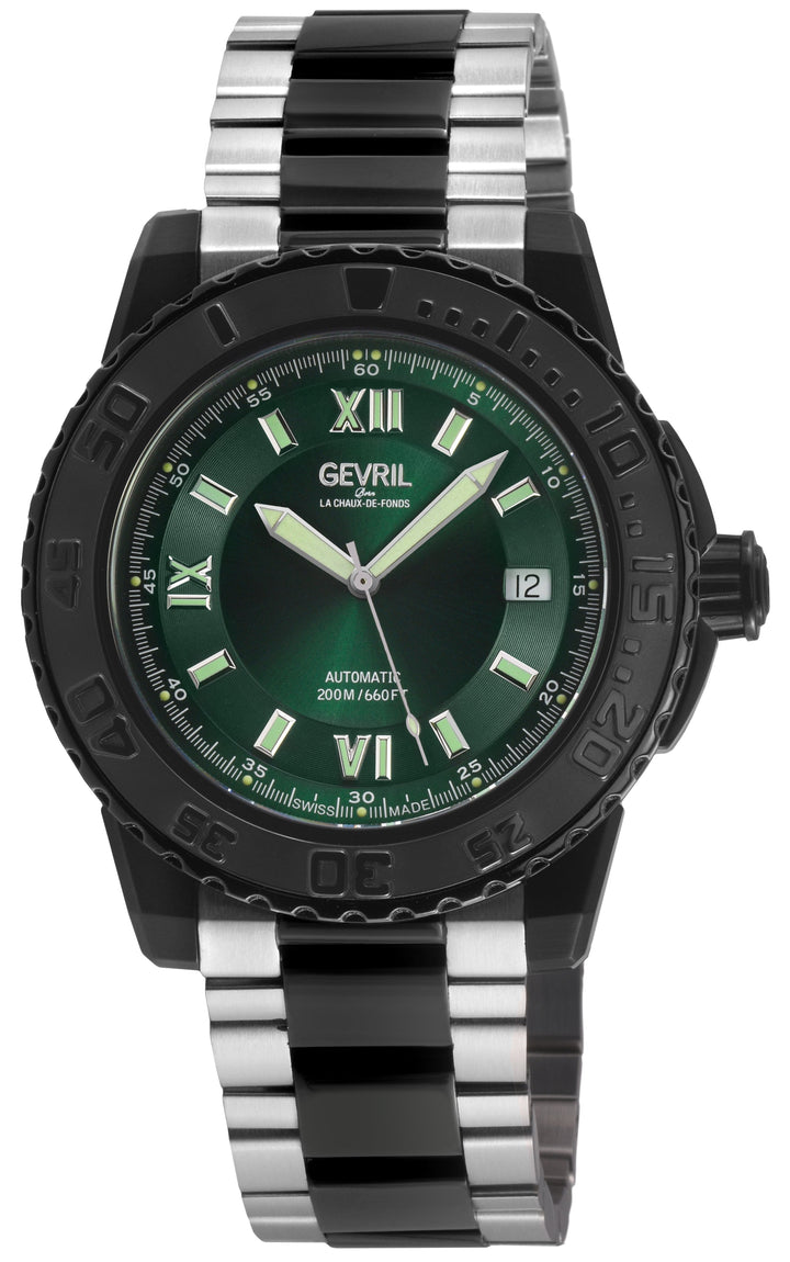 Seacloud Gevril Steel and Black PVD Black Dial Luminous Hands Swiss Made Automat