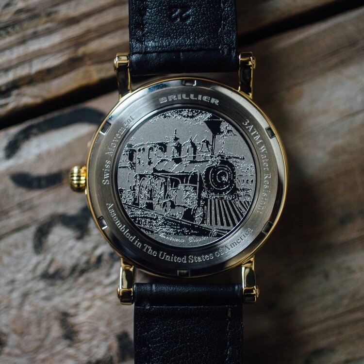 AMERICANA Railroad Western Standard Gold Antique white Dial