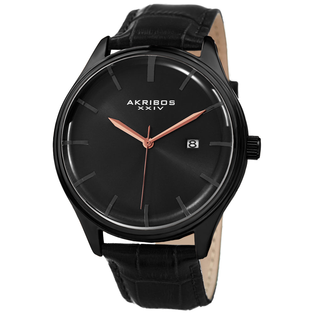 AK914BK-Casual Black/Leather | Black Dial