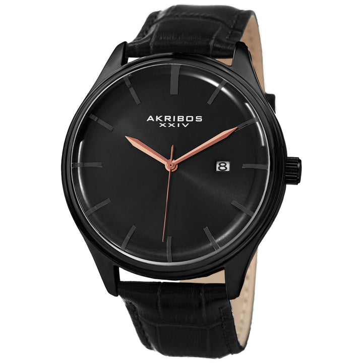AK914BK-Casual Black/Leather | Black Dial