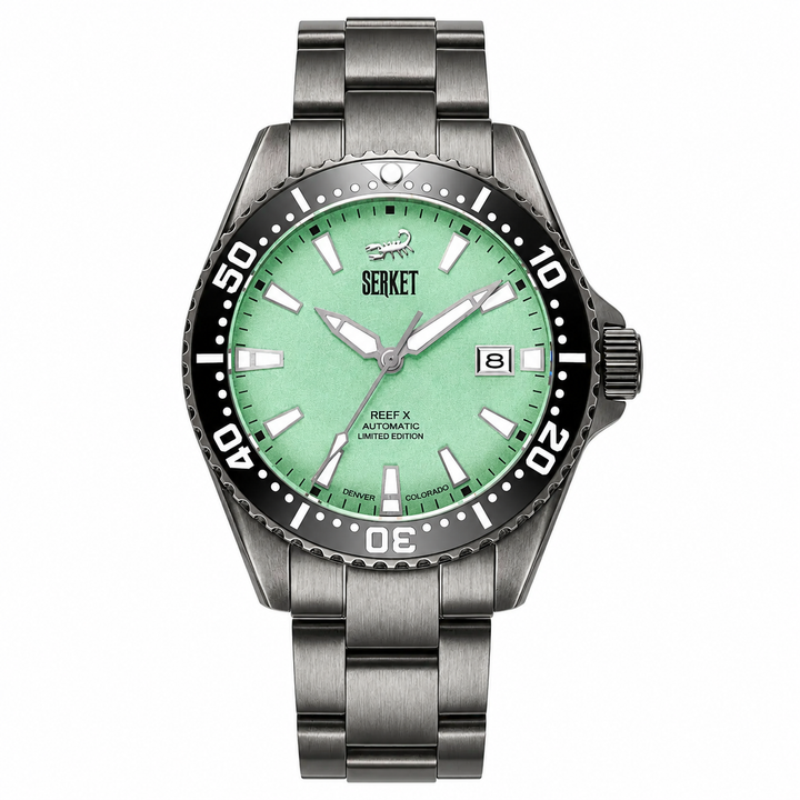 Reef X Diver Mint Green Black DLC Limited Edition 43mm Mint Green Dial