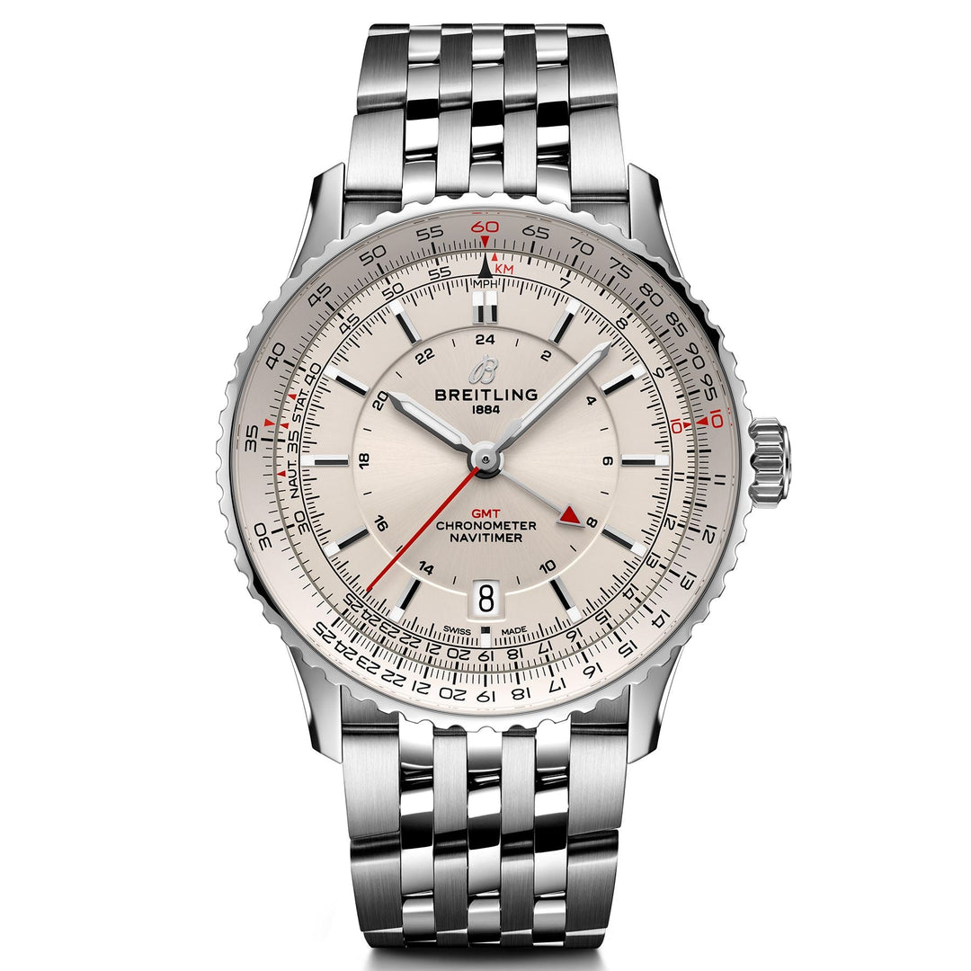 Navitimer GMT 41 Silver Dial / Stainless Steel Bracelet Silver Dial