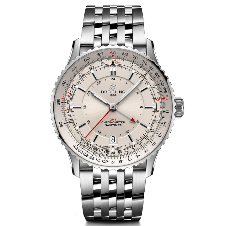 Navitimer GMT 41 Silver Dial / Stainless Steel Bracelet Silver Dial