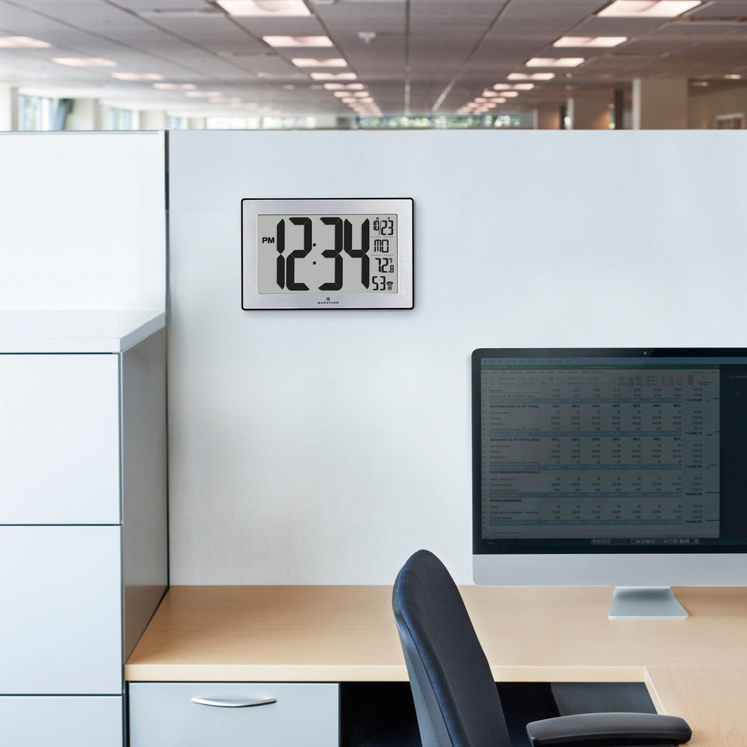 Self-Setting, Self-Adjusting, Wall Clock w/ Stand & 8 Time Zones atomic-self-set