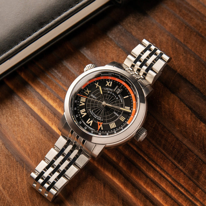 Heinrich Swiss GMT Limited Edition Black / Stainless Steel | Black Dial