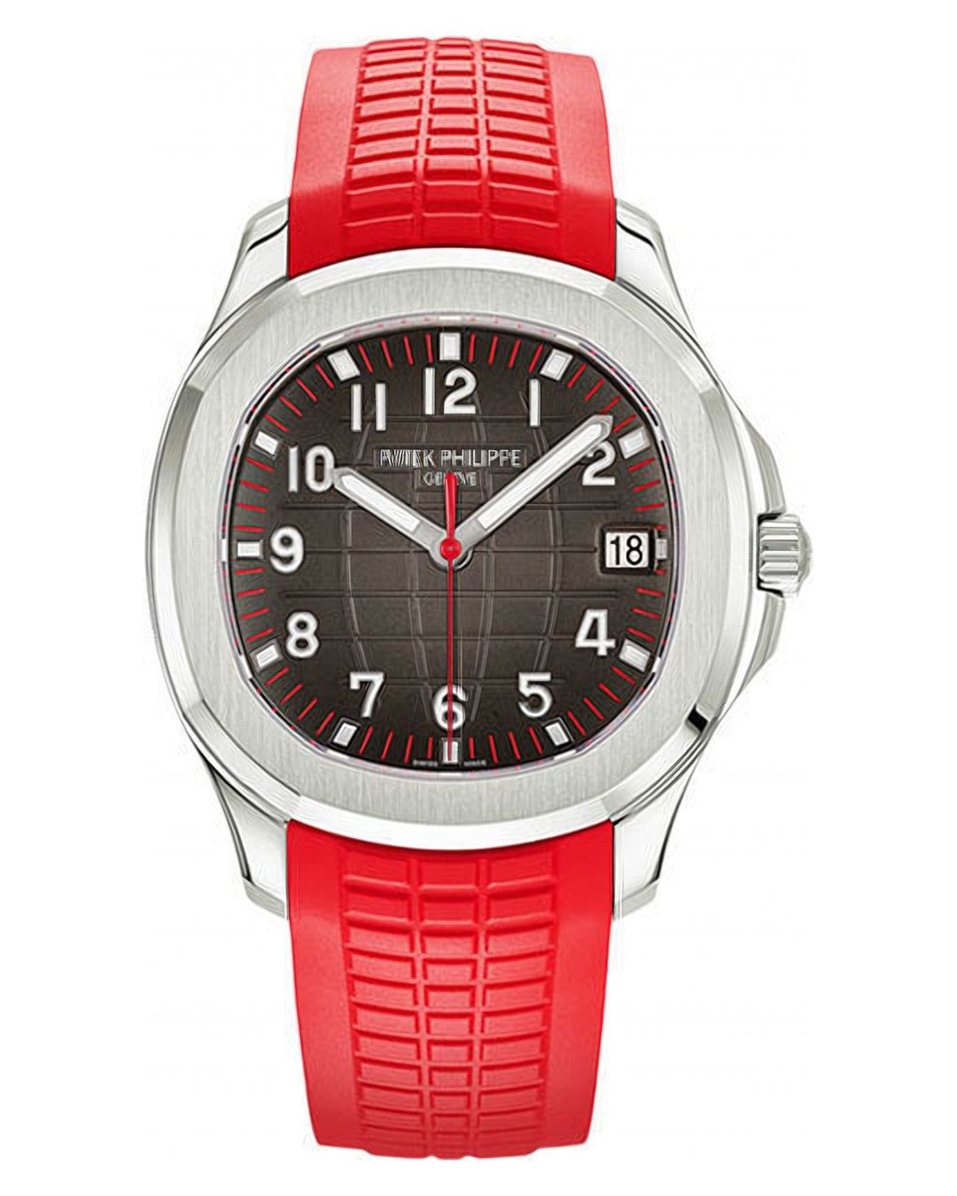 Patek Philippe  - Aquanaut Mens - Singapore 2019 Watch - 40mm Stainless Steel Case - Black Gray Dial - Red Composite Strap