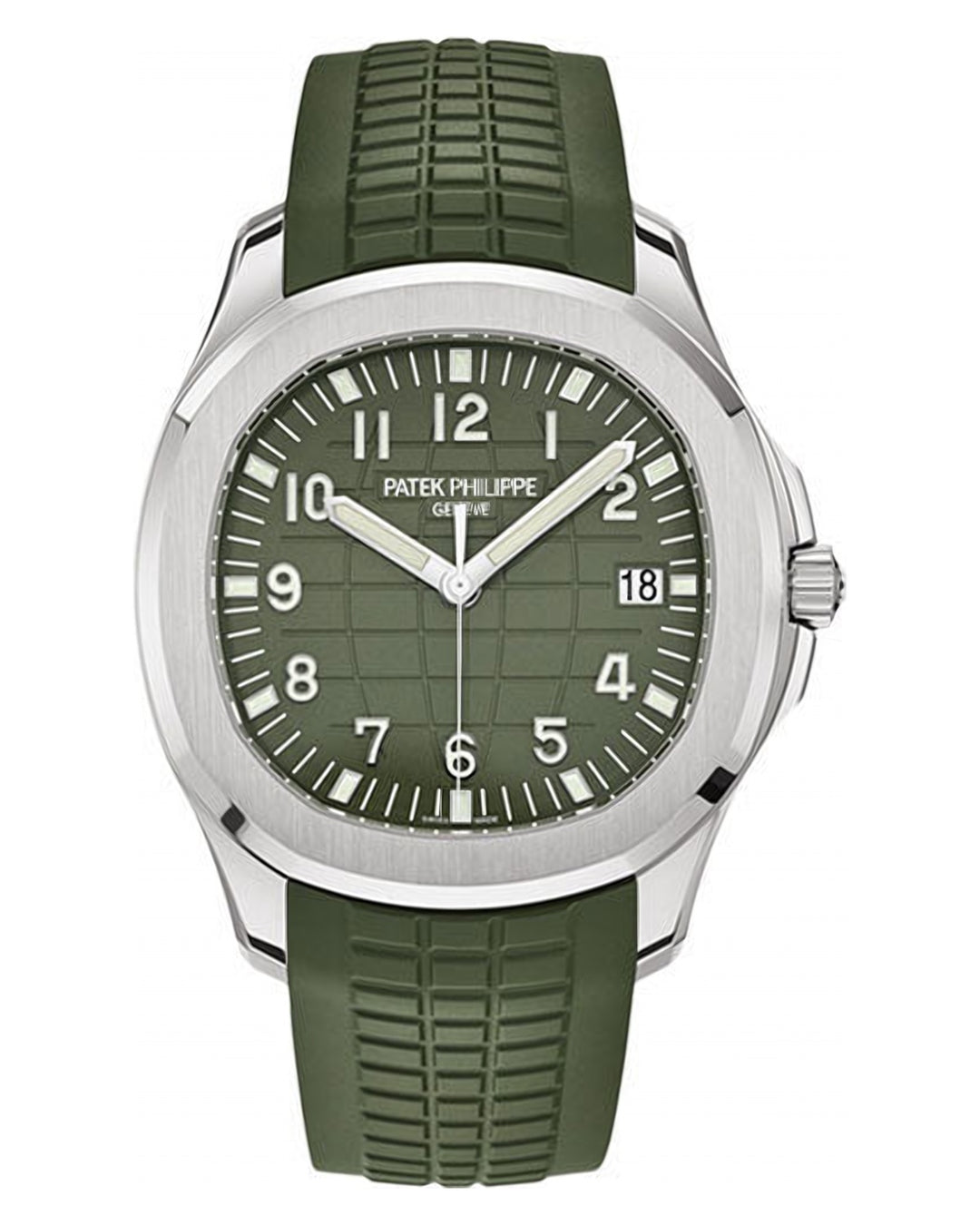 Patek Philippe  - Aquanaut Mens - 42.2 mm - White Gold - Khaki Green Embossed Dial