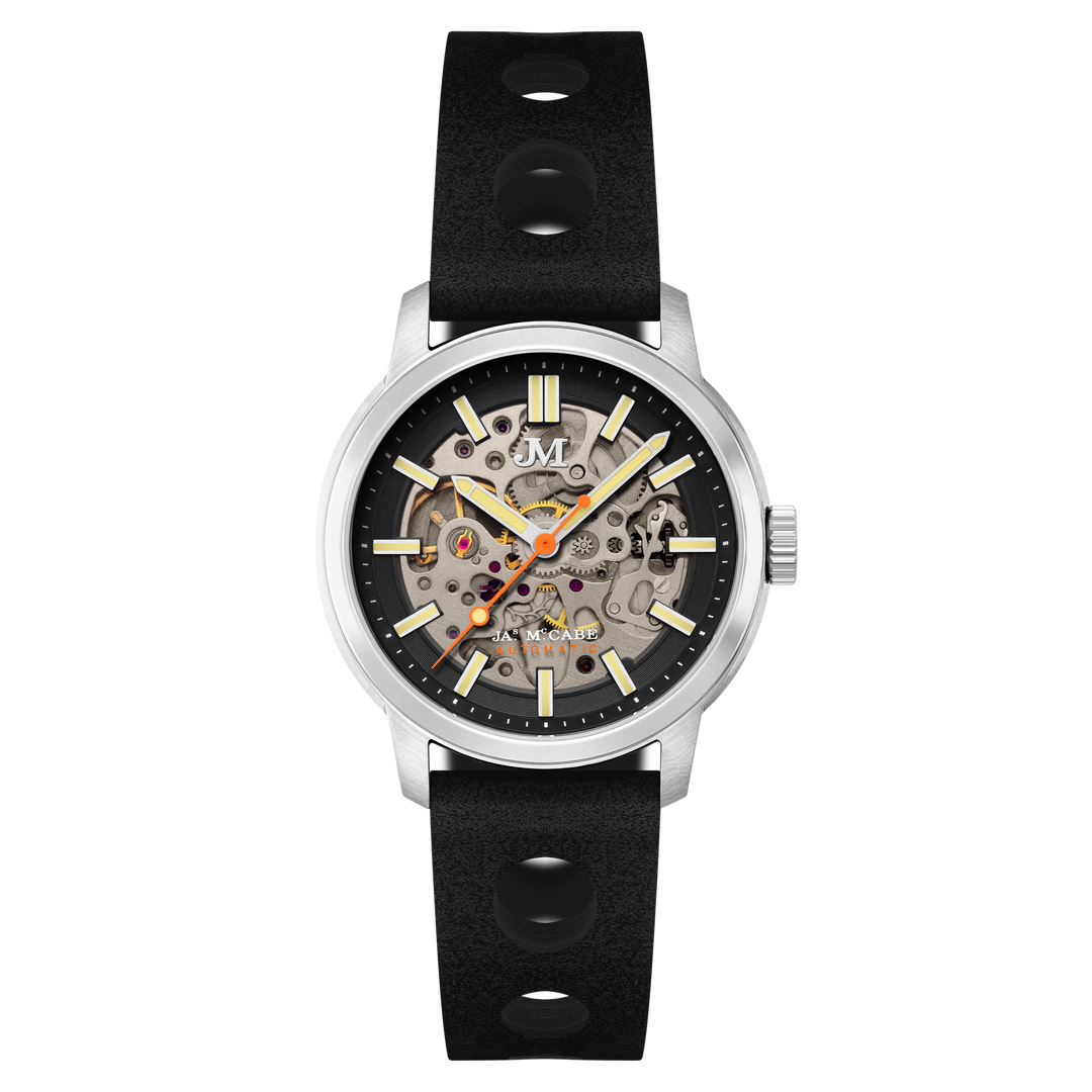 James McCabe Rally Automatic Black / Leather | Black Dial