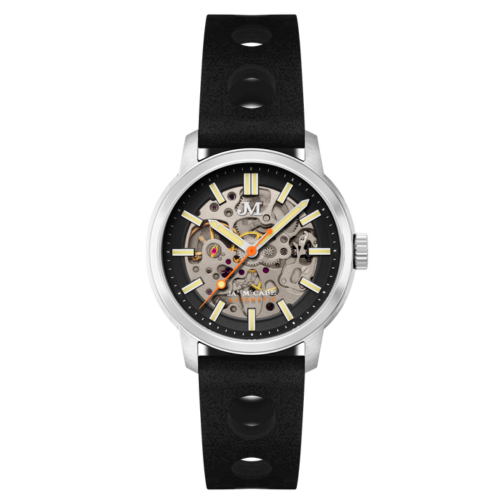 James McCabe Rally Automatic Black / Leather | Black Dial