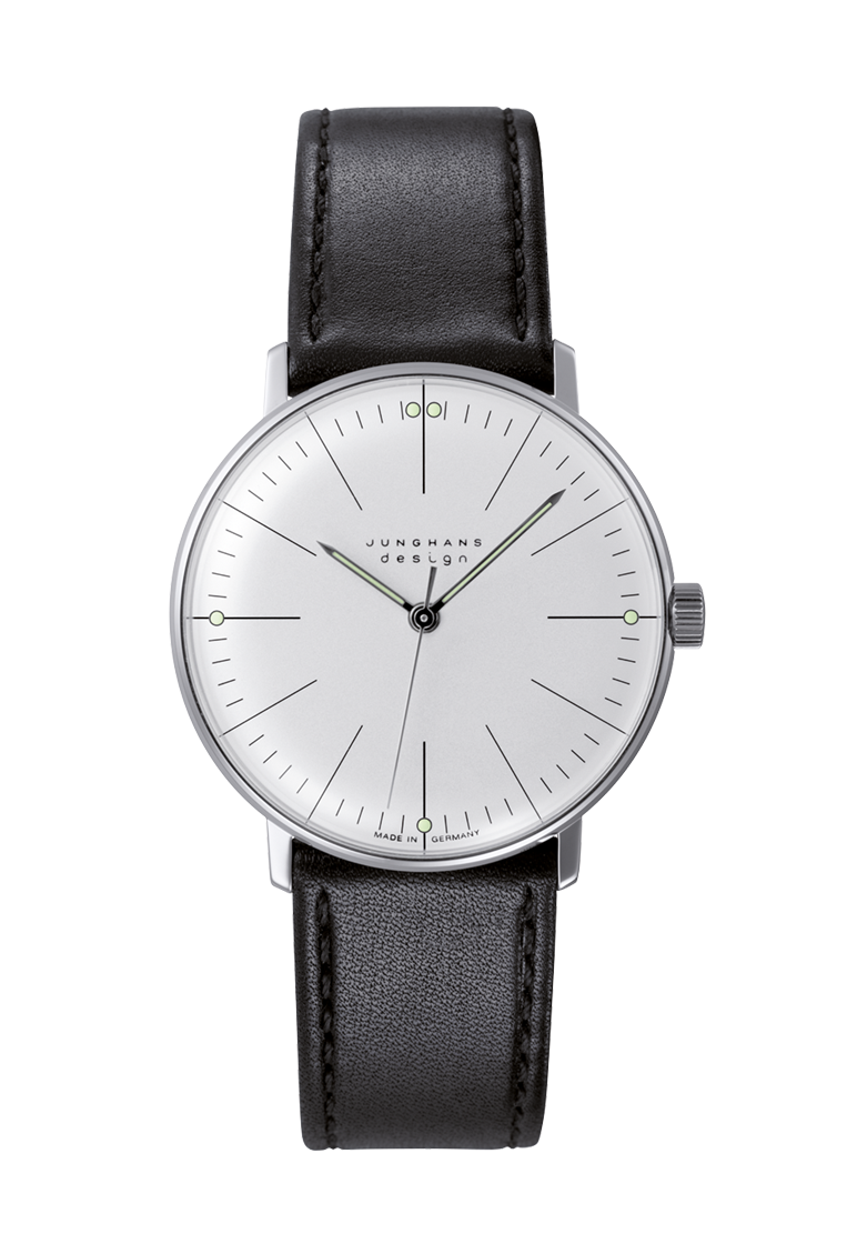 Max Bill Handaufzug Silver Dial / Black Leather Strap Silver Dial