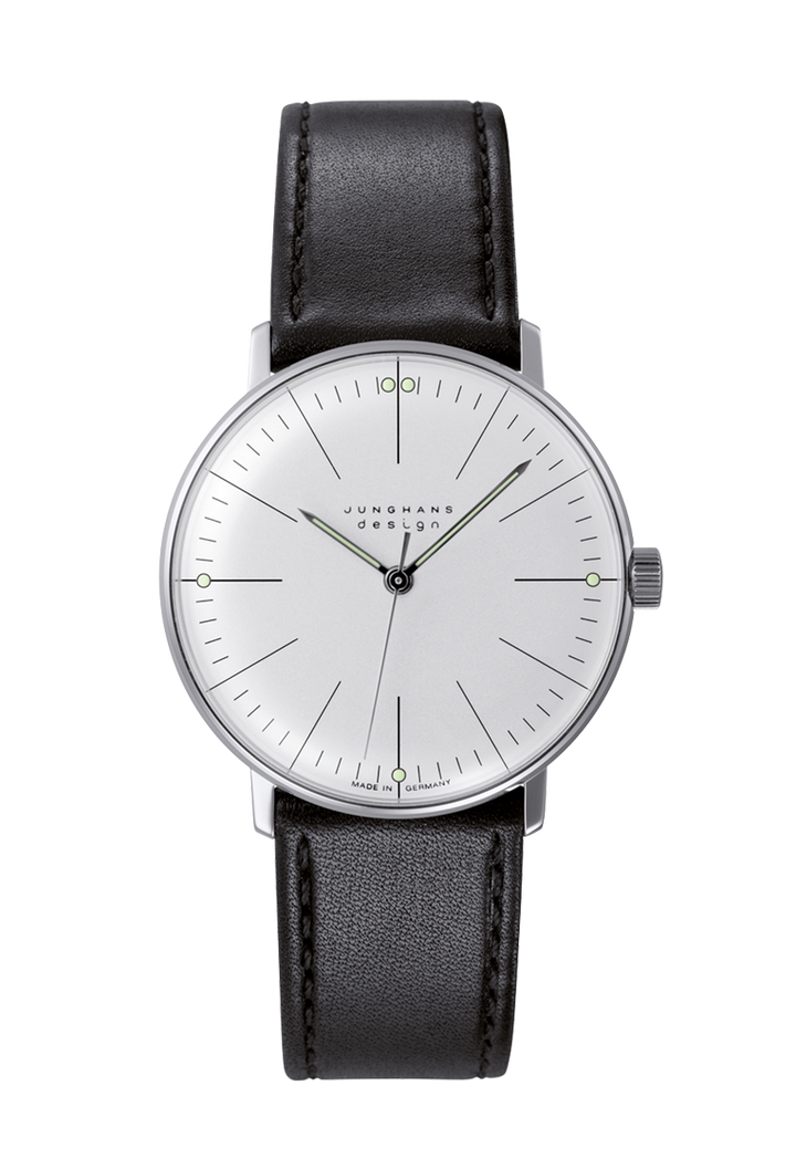 Max Bill Handaufzug Silver Dial / Black Leather Strap Silver Dial