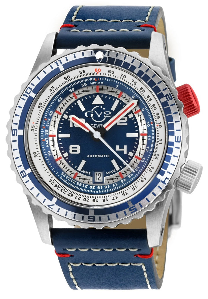 Contasecondi Automatic Swiss Made Calculator Watch Steel, blue and red double sa