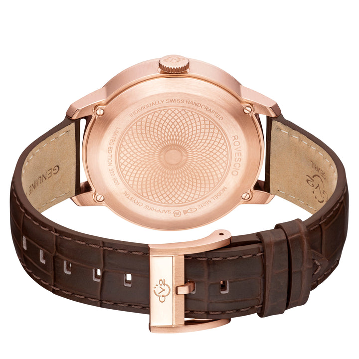 Rovescio Swiss Multifunction Big Date IPRG/White ,Brown Handmade Leather | White