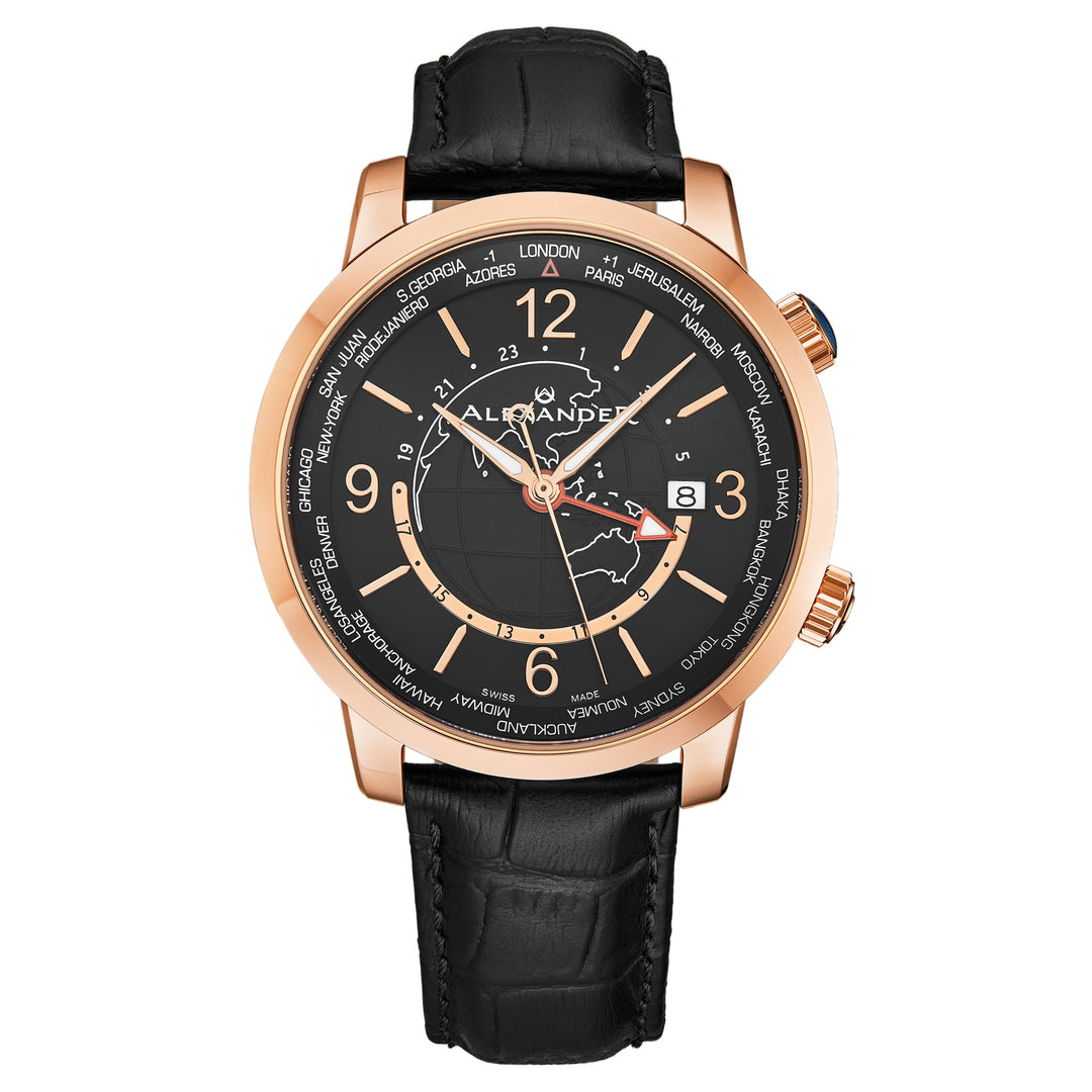 A171A-03 Black/Leather | Black Dial