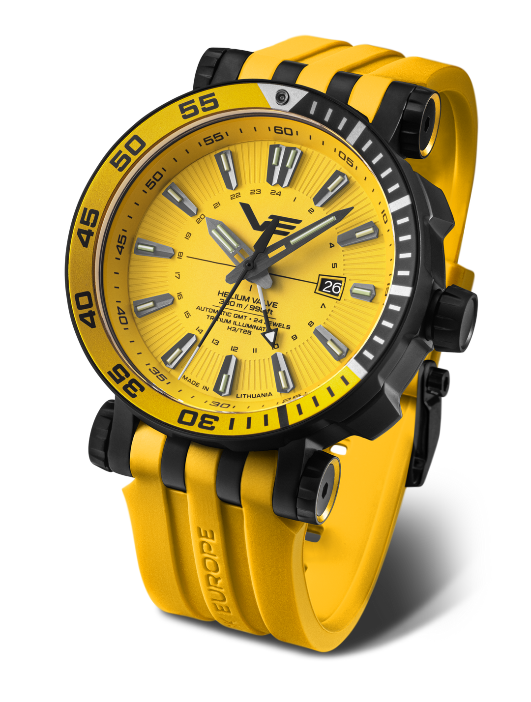 Energia GMT Yellow Dial / Black Leather Yellow Dial