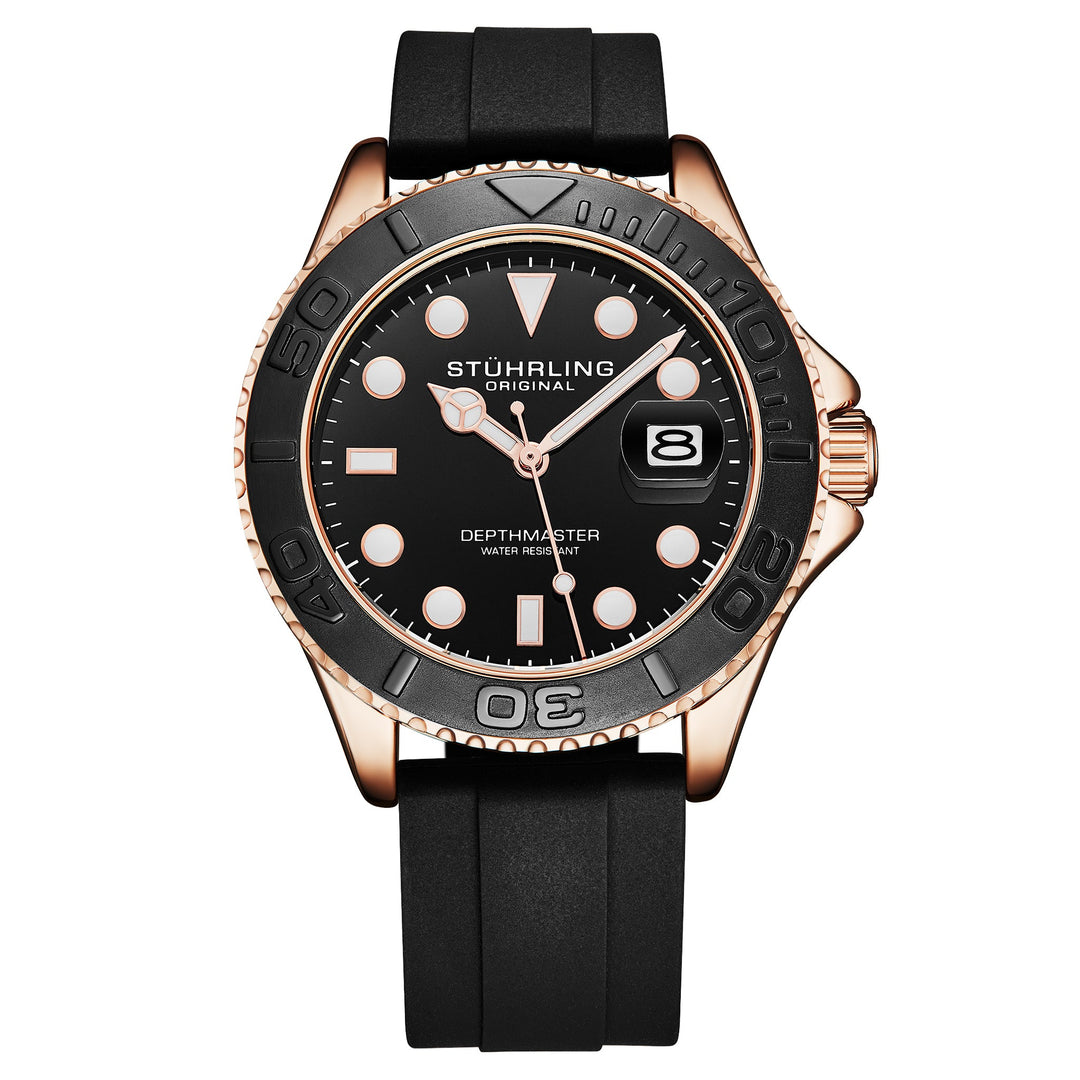 Depthmaster 4072 Black Brass Dial/ Black Silicone Strap/ Rose Gold Case | Black 
