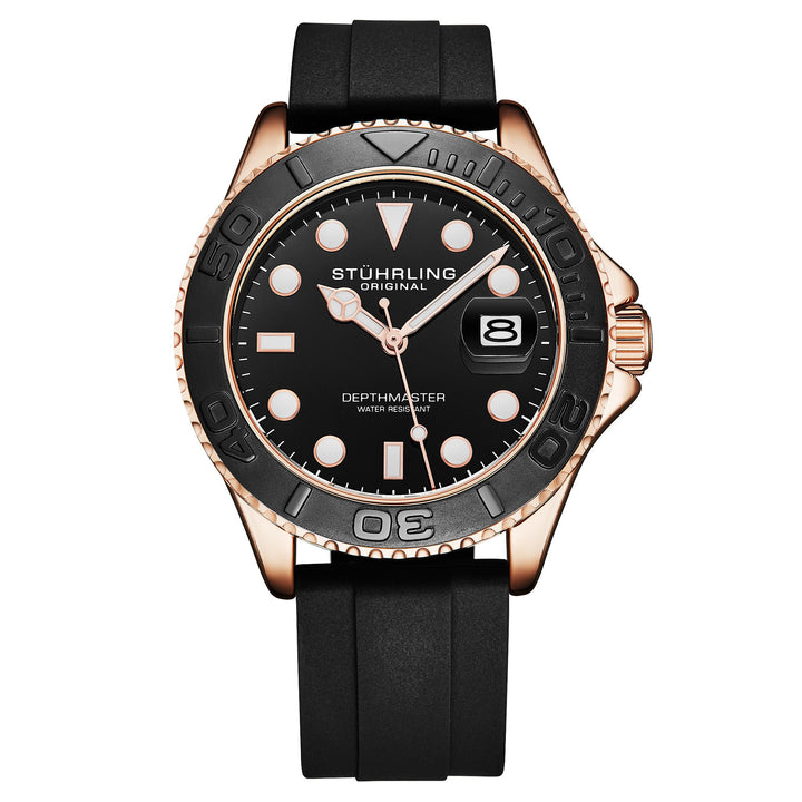 Depthmaster 4072 Black Brass Dial/ Black Silicone Strap/ Rose Gold Case | Black 