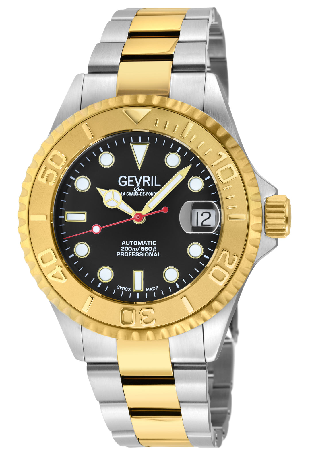Wall Street Gevril Swiss Made SW200 Steel Rotating Bezel Diver's watch, Two tone