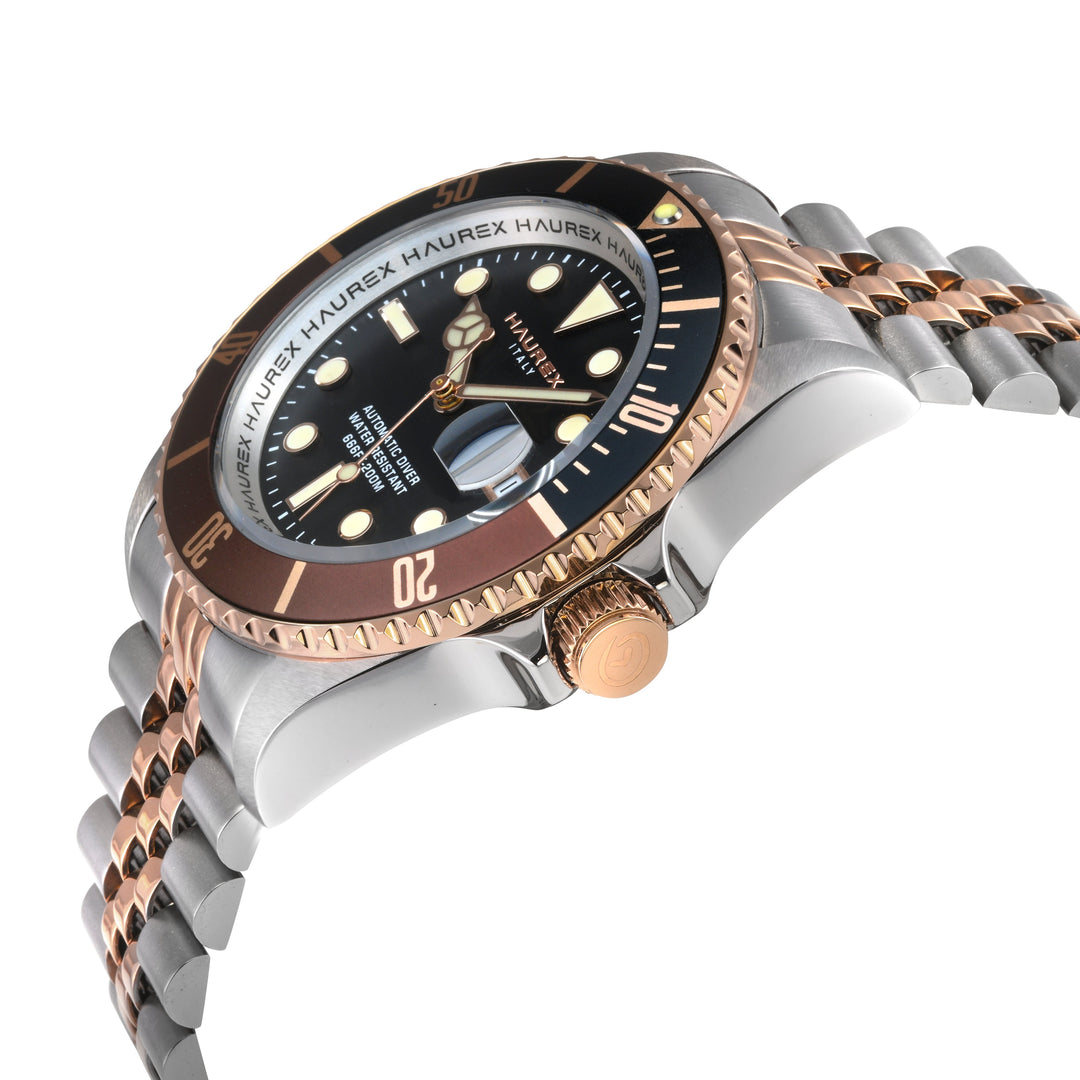 Eterno SS/IPRG Case, Black/Brown Bezel, Black Dial,  SS/IPRG Two toned Stainless