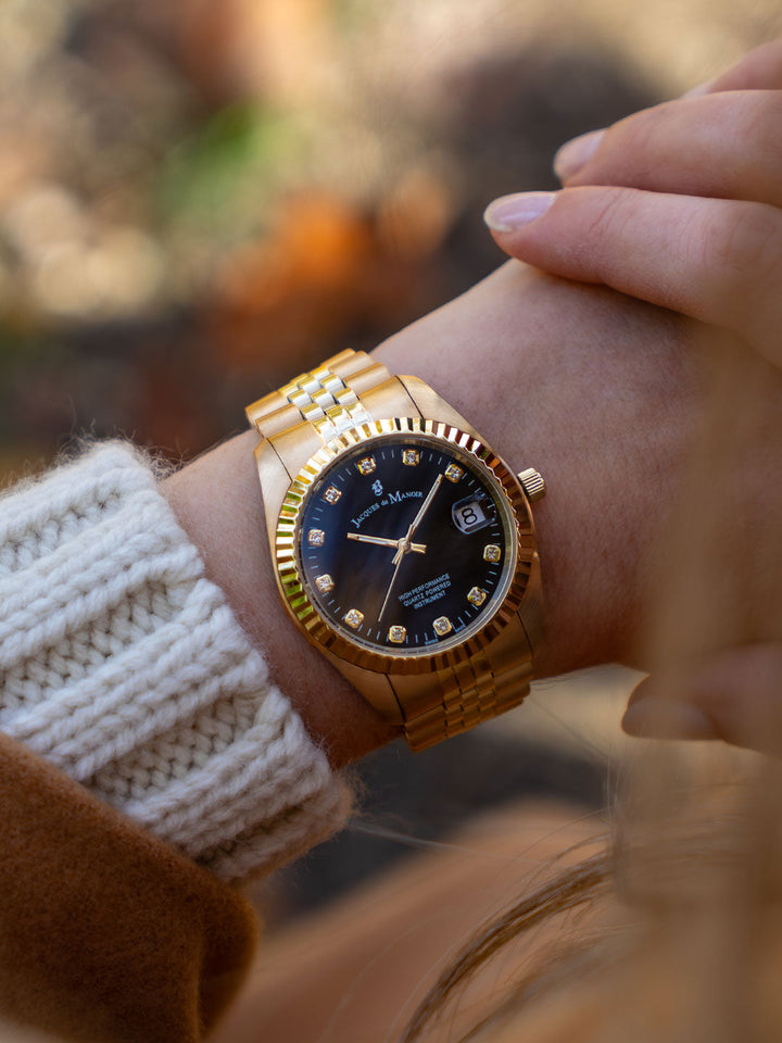 Inspiration Gold Stainless Steel Bracelet Black Dial