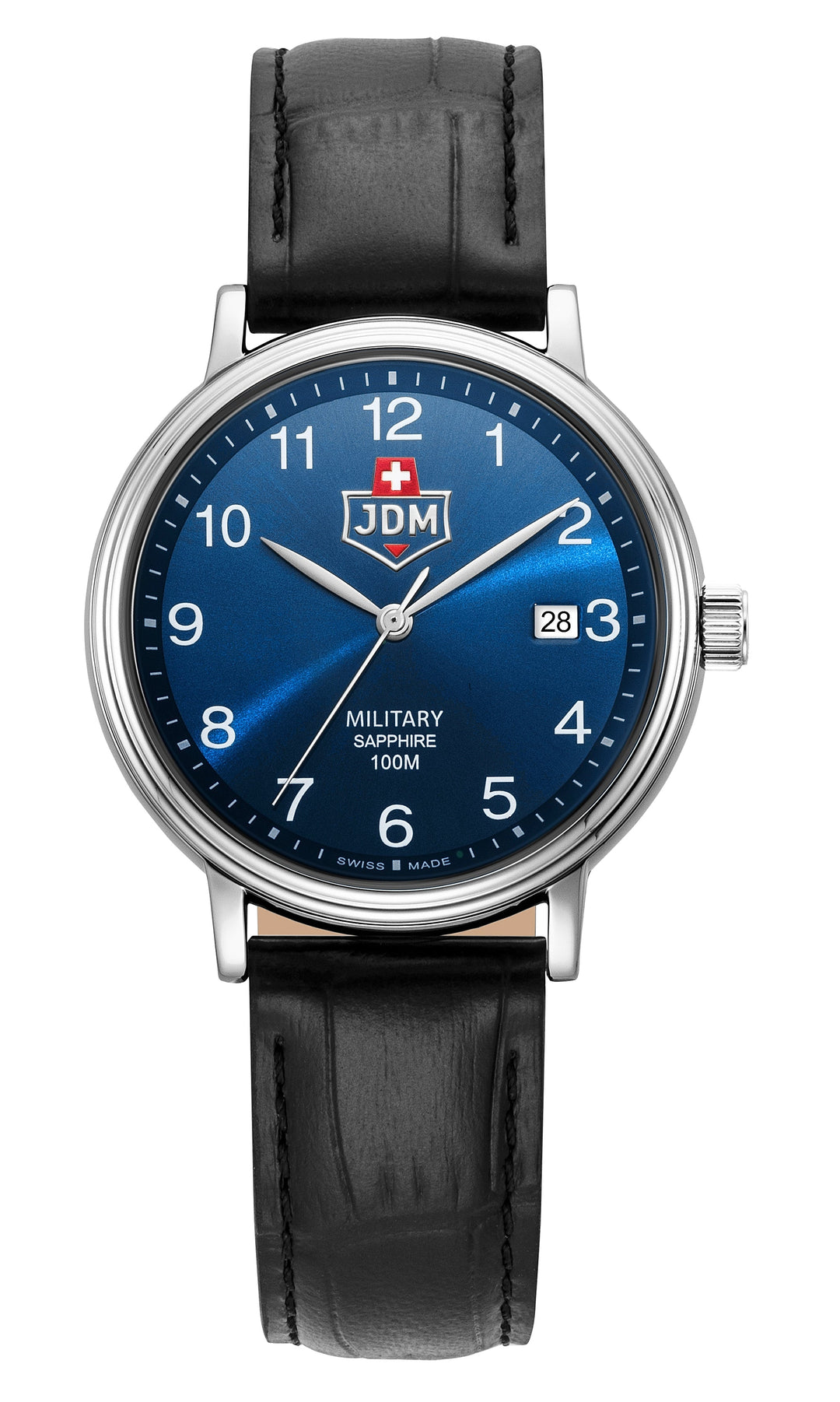 Kilo II Blue sunray dial, black leather strap Blue Sunray Dial