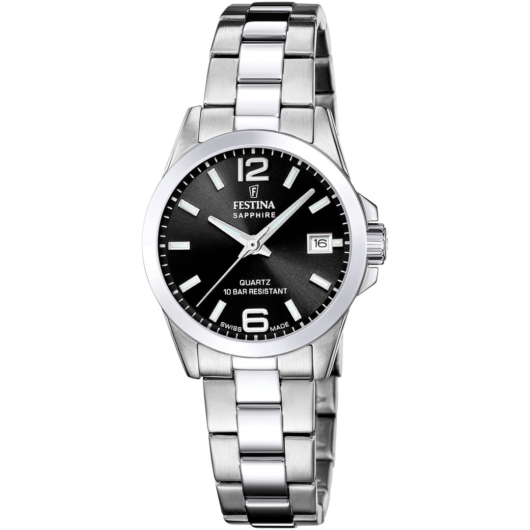 Swiss Made Black / Stainless Steel Black Dial