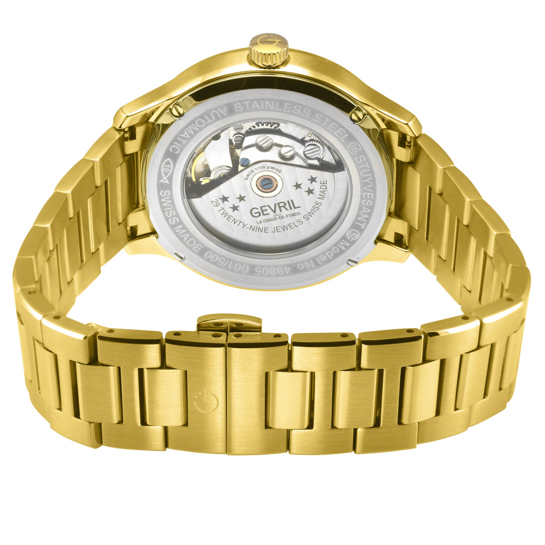 Stuyvesant Swiss Automatic, IPYG/316L Stainless Steel Case, White Dial, IPYG/316