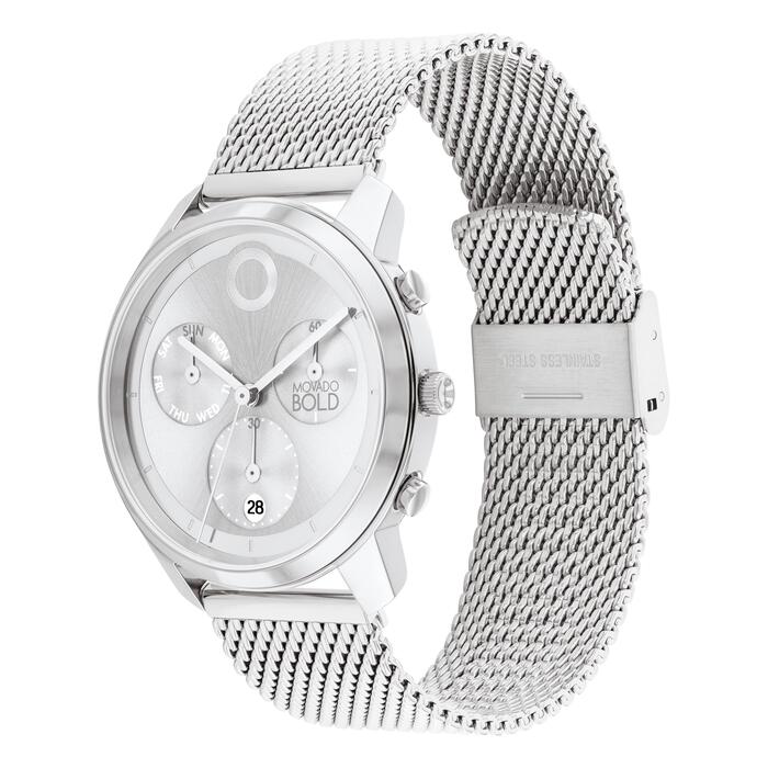 Bold Trend Element Silver Dial / Stainless Steel Mesh Bracelet Silver Dial
