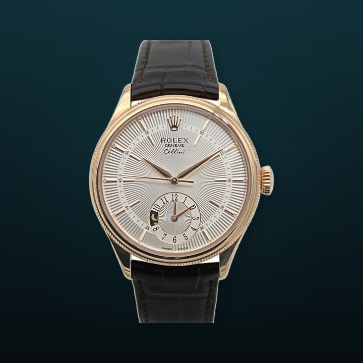 Rolex Cellini Dual Time 50525 - 39mm Everose Gold - Leather Strap