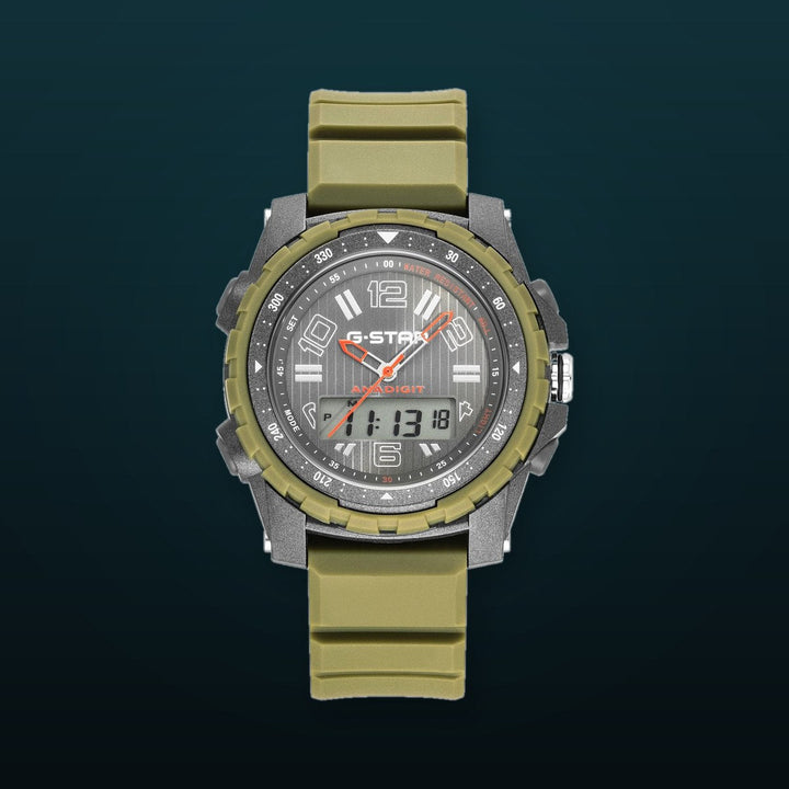 Ops01 Ana-Digi Gray Dial / Olive Green Silicone Strap Gray Dial