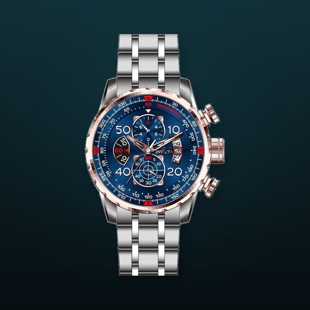 Aviator Chronograph Blue Dial / Silver Stainless Steel Bracelet Blue Dial