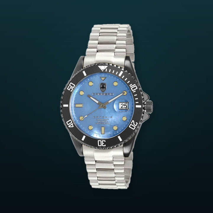 Catania-PD Blue - IP Black / Steel Bracelet Blue Mother-of-Pearl Dial