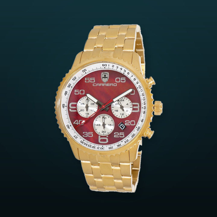 Aureum-MB Goldtone/Maroon-White Maroon Dial