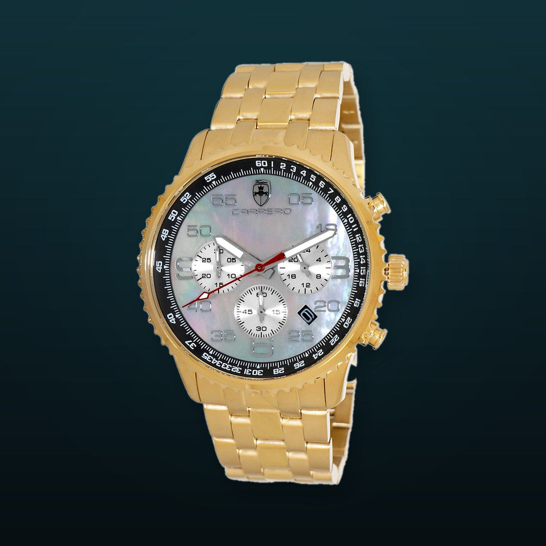 Aureum-MB Goldtone/Brown-Black Brown Mother-of-Pearl Dial