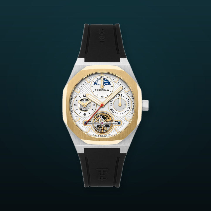 Drake Polished Aura / Black Rubber Strap Silver Dial