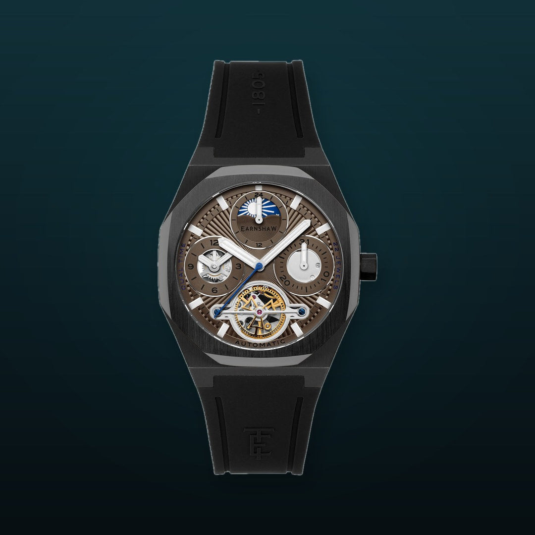 Drake Toffee Glow / Black Rubber Strap Brown Dial
