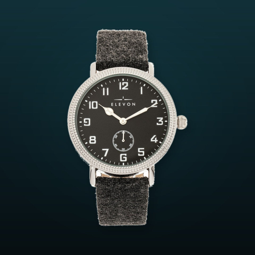 Northrop Wool-Overlaid Leather-Band Watch - Charcoal/Black