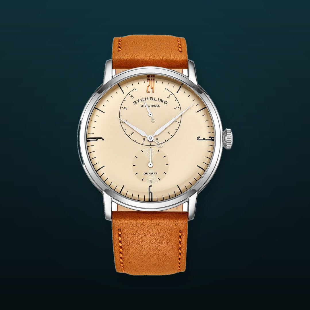 Symphony orange/Leather/Off White Dial/Silver Case | Ivory Dial