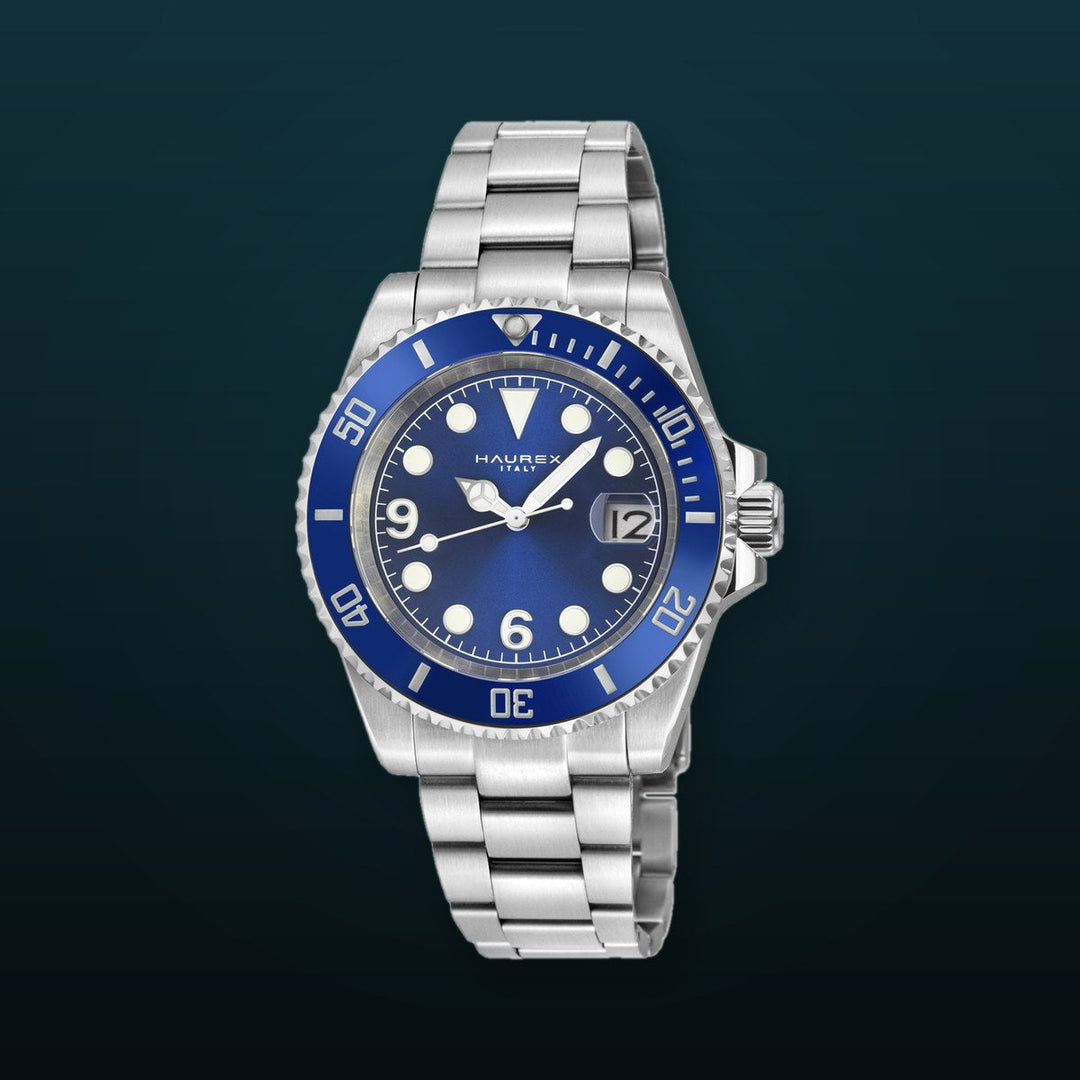 Haurex Italy Barracuda (316L Case, Blue Sunray Dial, Ceramic Bezel, 316L Stainless Steel Bracelet)