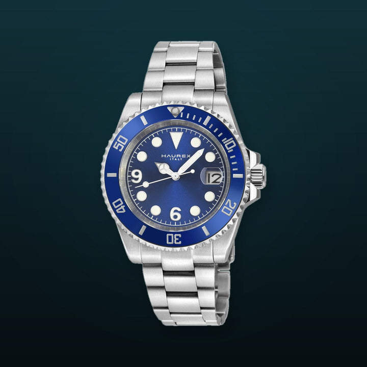 Haurex Italy Barracuda (316L Case, Blue Sunray Dial, Ceramic Bezel, 316L Stainless Steel Bracelet)