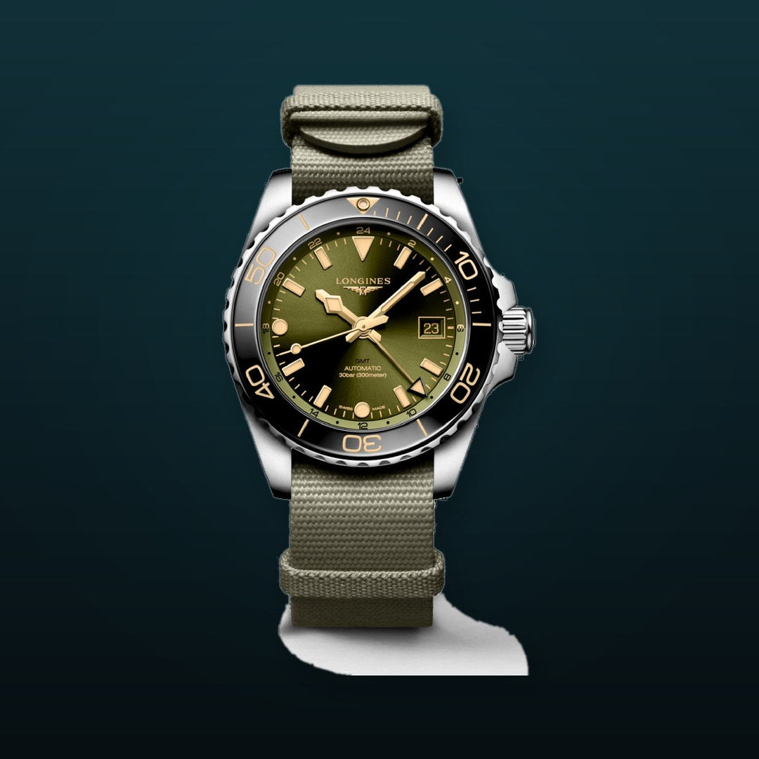 HYDROCONQUEST GMT Green / Fabric | Green Dial