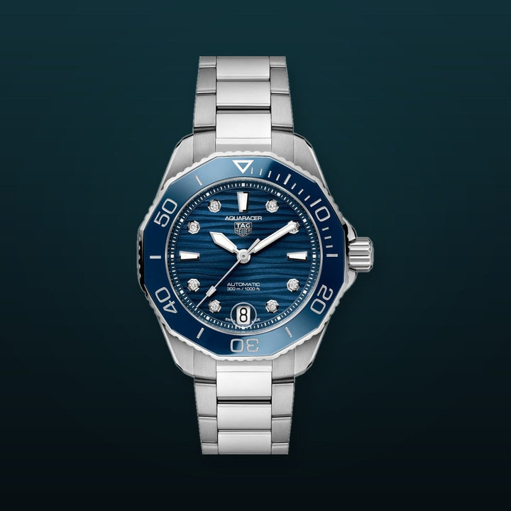 Aquaracer Professional 300 Date Calibre 5 Automatic Blue Diamond Dial / Stainless Steel Bracelet Blue Dial