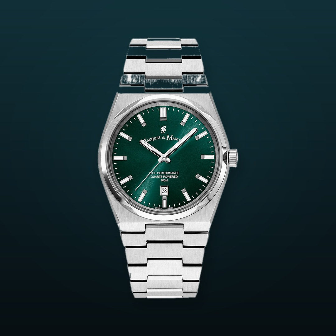 Horizon Gents Silver-tone Green Silver Dial