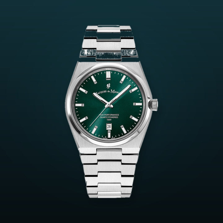 Horizon Gents Silver-tone Green Silver Dial