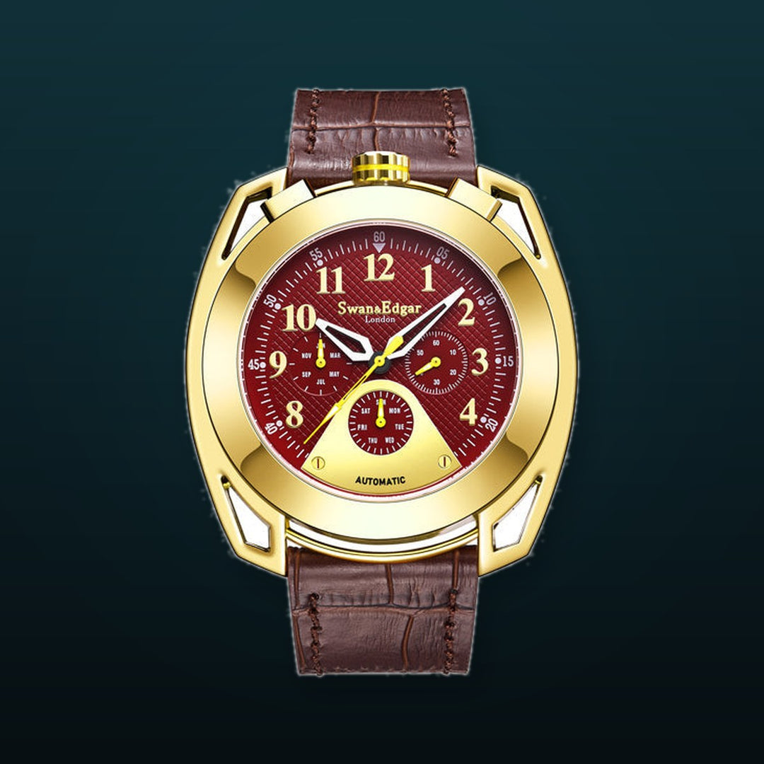 Crusader Automatic Brown Grid-Pattern Dial / Brown Leather Strap Brown Dial