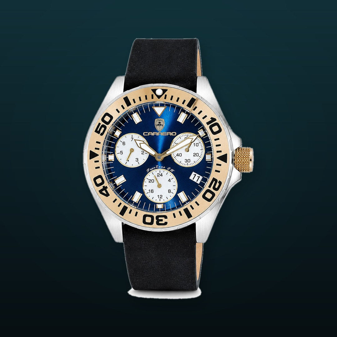 FreeZone-CH Blue-Gold tone / Black Strap Blue Dial