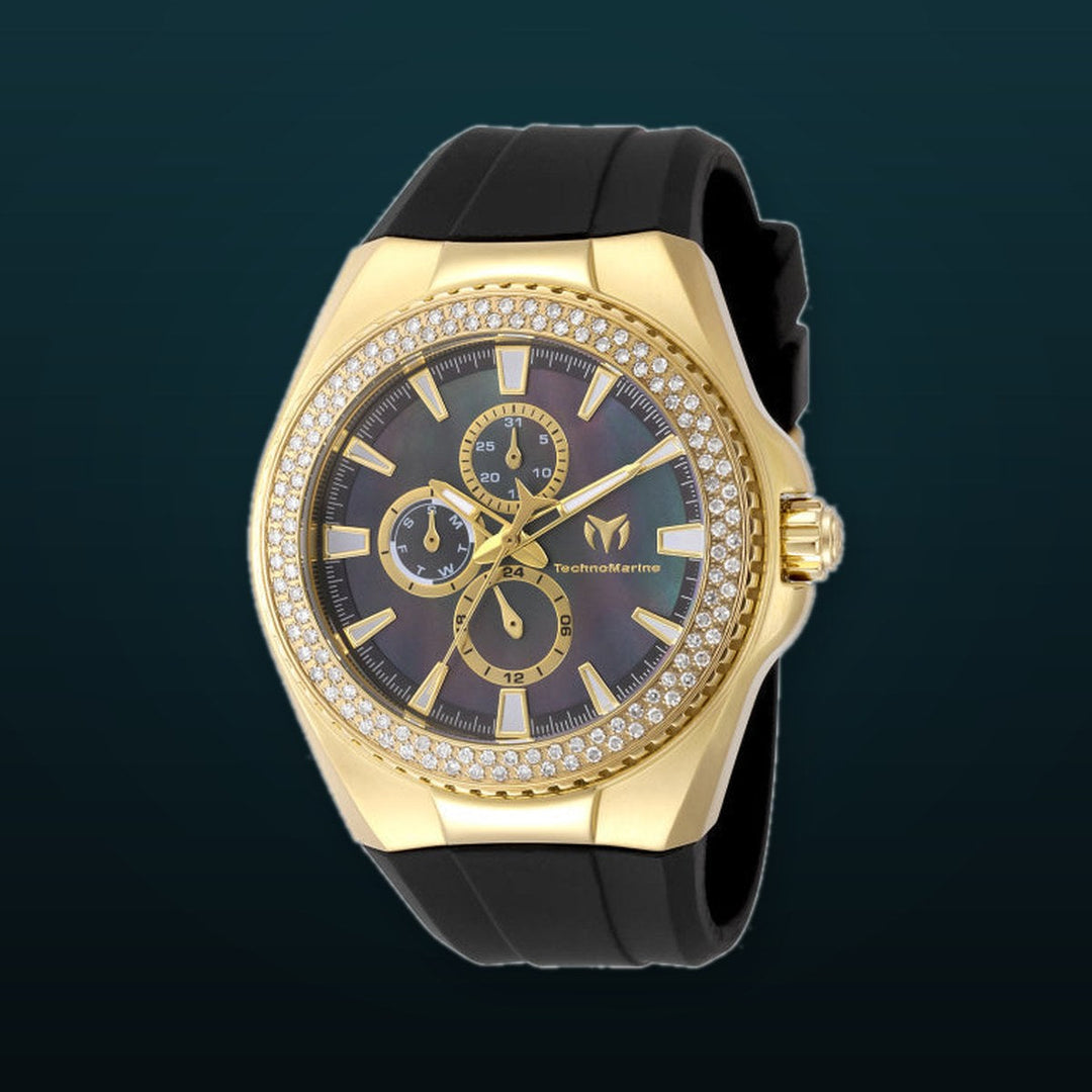 Cruise Monogram Black And Gold Dial Black Stainless Steel And Silicone Strap 45mm Gold Dial