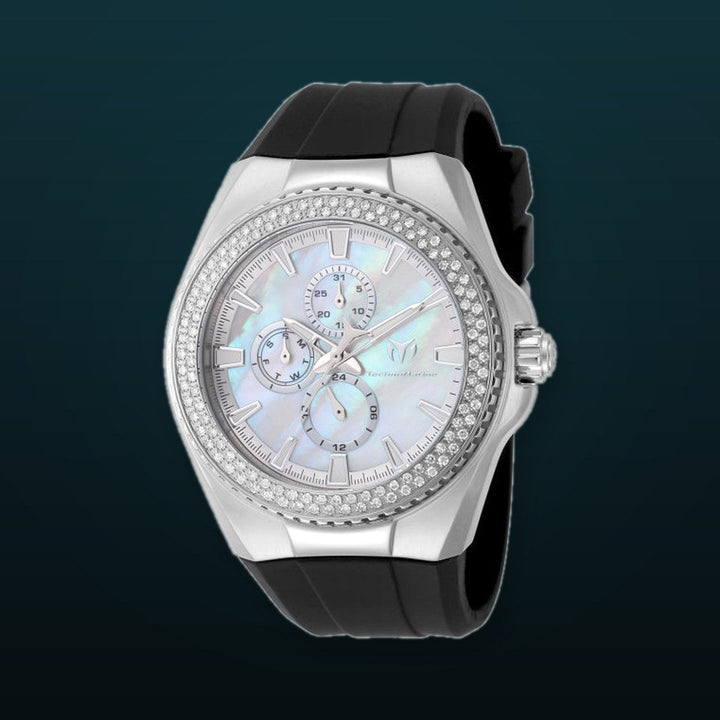 Cruise Monogram White And Silver Dial Black Stainless Steel And Silicone Strap 45mm White And Silver Dial